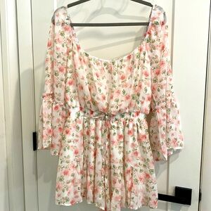 Trixxi Ruffled Floral Print Romper |Size XL